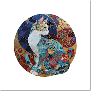 Quilted Elegance on a Cat Canvas Posters and Art